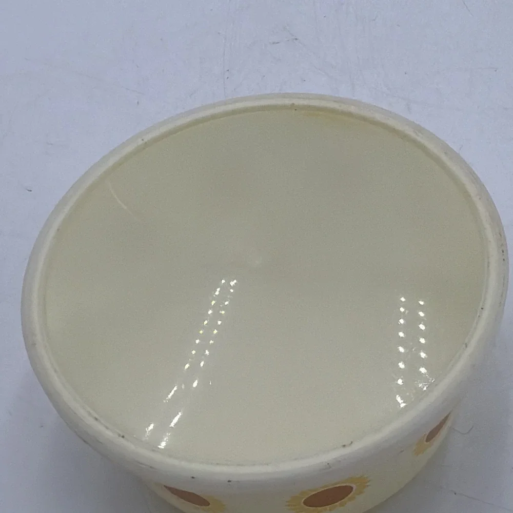 Vintage Parlay Chiffon Butter Tub Container W/Lid Yellow Brown Flowers Retro